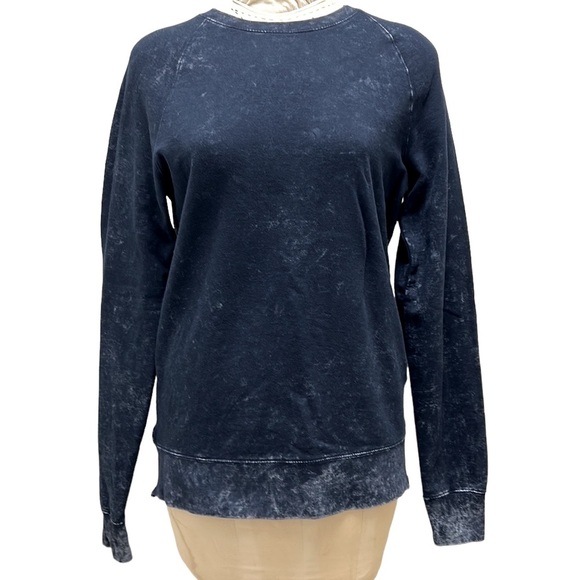 Decree Men’s Vintage Wash Blue Crewneck Sweater Tie Dye Zip Hem Casual M - Picture 2 of 11